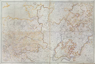 Kort over Gujarat-staten Indien, udgivet under ledelse af oberst J.T. Walker, C.B., R.E., F.R.S., Indiens landinspektør, 1879